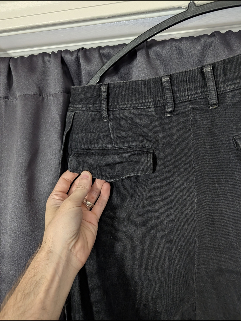 Yohji Yamamoto Men's Black Bondage Strap Buckle Straight-Leg Jeans Japan Sz 2 - Picture 11 of 16